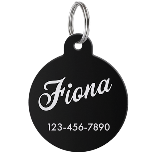 Personalized Black Round Anodized QR Tag